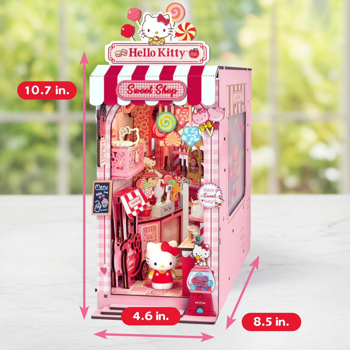 Hands Craft Hello Kitty Sweet Shop Book Nook Kit gift-ready packaging for celebrations.