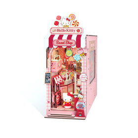 Hands Craft Hello Kitty Sweet Shop Book Nook Kit shelf insert enhances kawaii room decor.