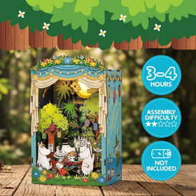 Hands Craft Moomin Valley shelf display compact size fits between novels.