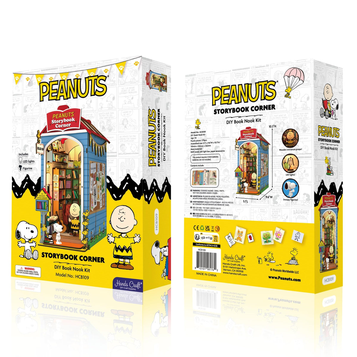 Hands Craft Peanuts Storybook Corner Kit gift-ready packaging.