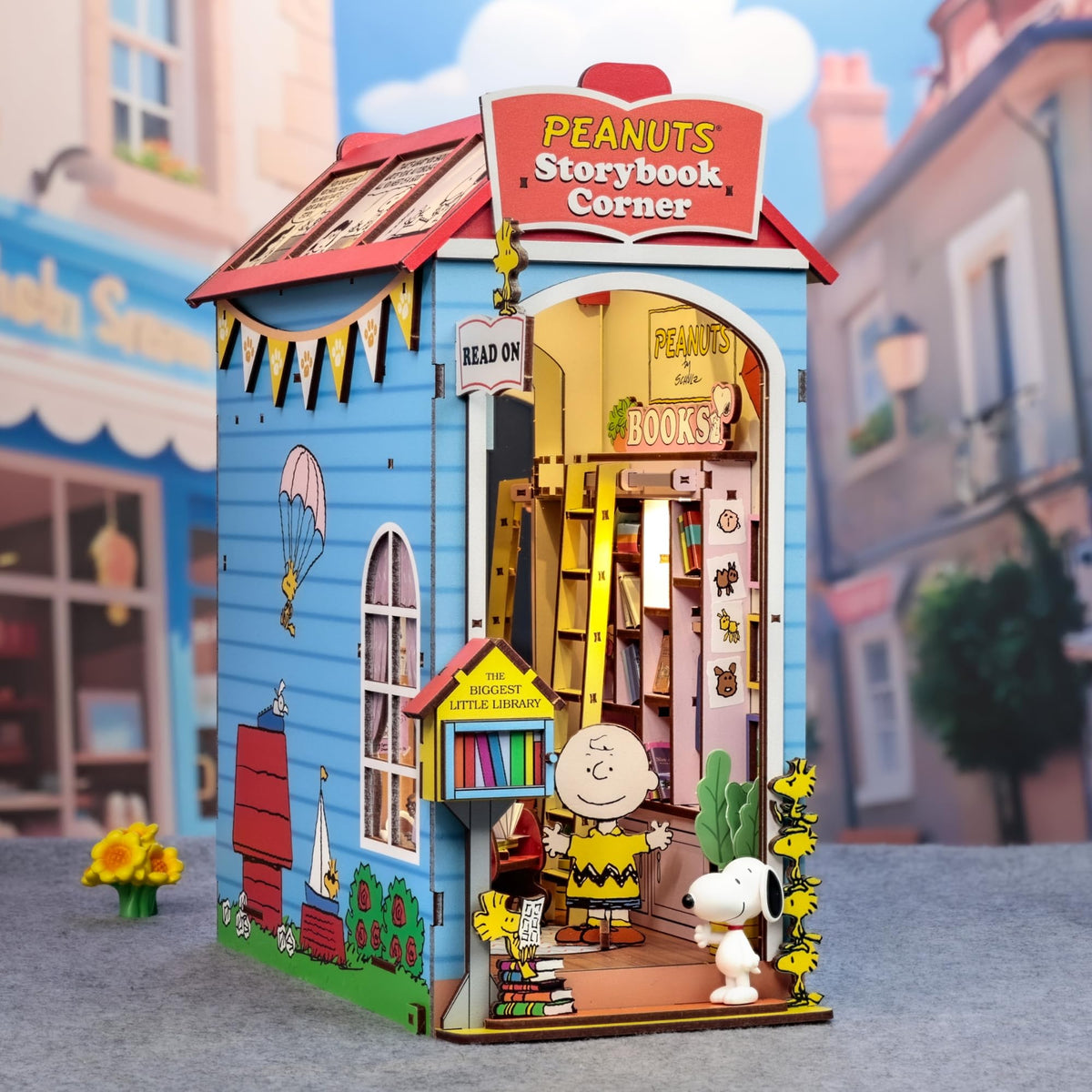 Hands Craft Peanuts Storybook Corner Kit illustrated assembly guide for a smooth build.