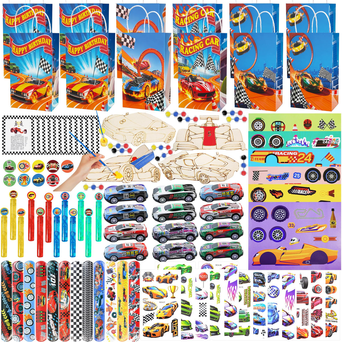HandTool 120Pcs Race Car Set for party favors and classroom prizes