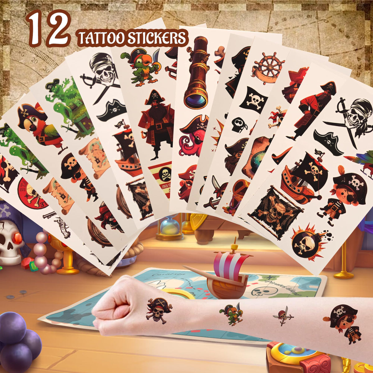 HandTool pirate tattoos for quick, engaging costume embellishments at events.