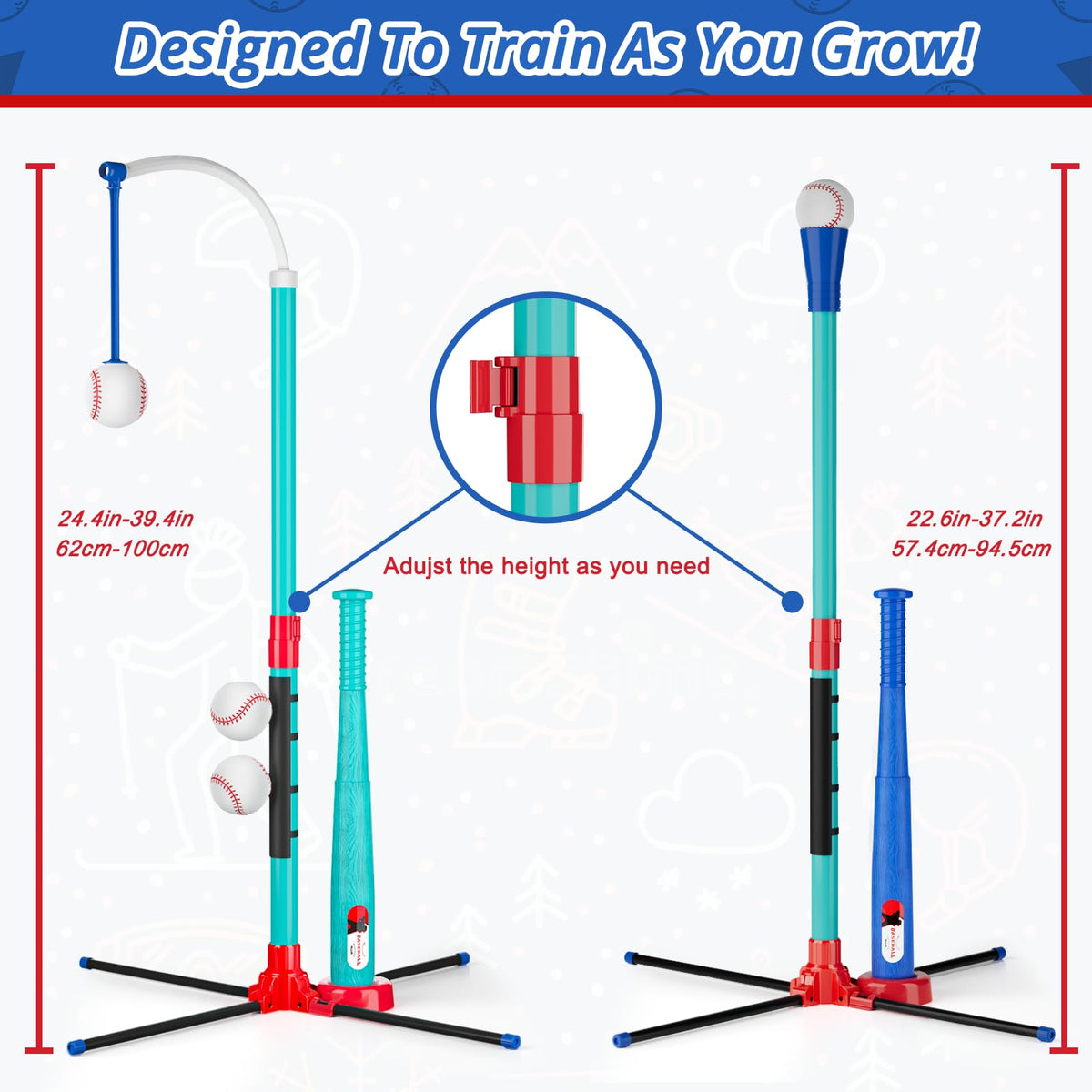 Sturdy Handwell X-shaped base keeps the tee steady during practice.