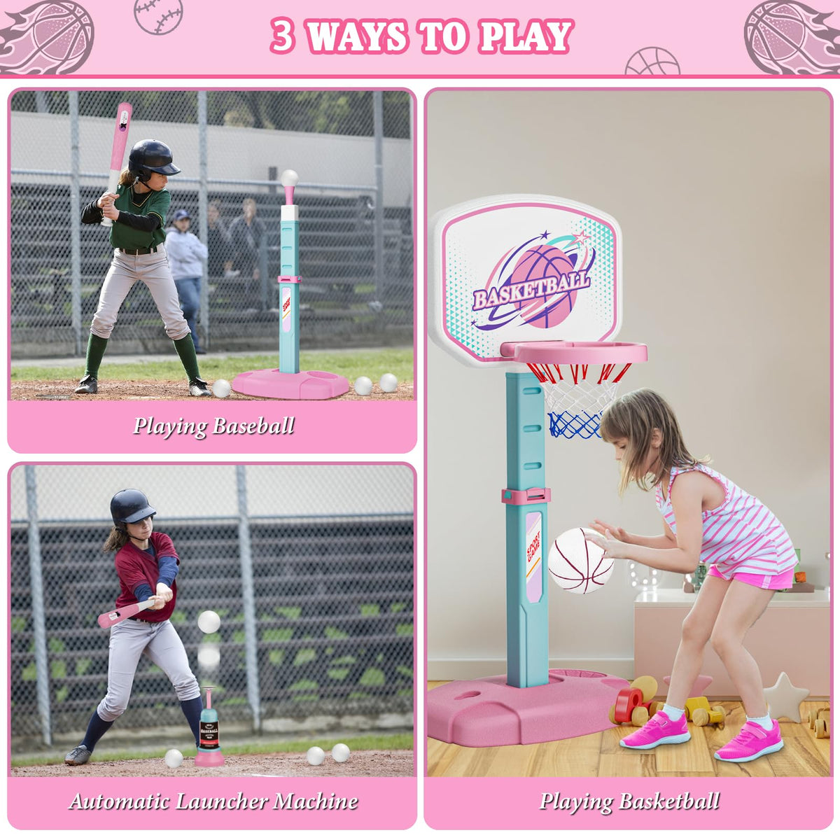 Handwell baseball tee stand pink supports early batting coordination