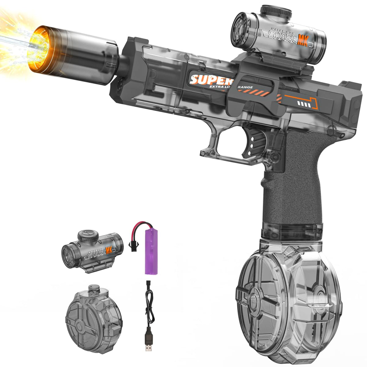 Handwell electric water gun with LED light and 33ft range for epic pool battles.