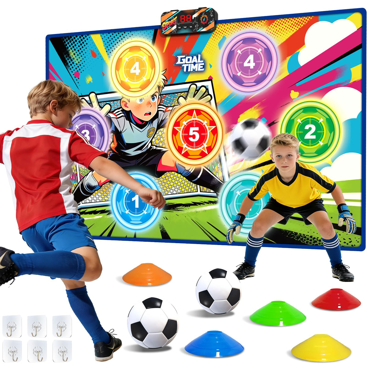 Handwell electronic soccer scoreboard showing real-time scoring for home play