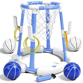Handwell pool basketball hoop floating for safe, splashy water play.