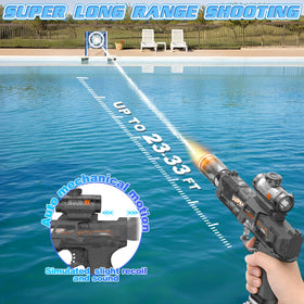 Handwell water gun 400cc tank enables long outdoor play and quick refills.