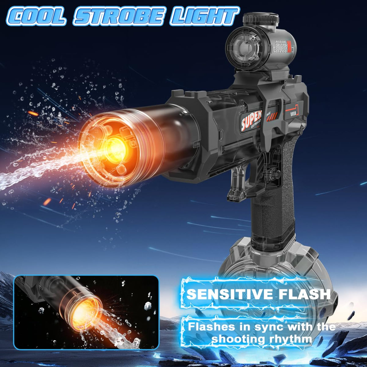 Handwell glowing nozzle indicates action, adding fun for night-time pool sessions.