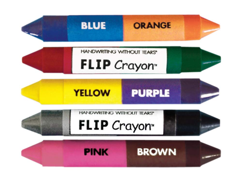 Handwriting Without Tears ten-color palette enhances creative coloring with dual-color crayons.