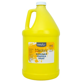 Handy Art Little Masters tempera yellow gallon bottle for classroom use, easy-clean.
