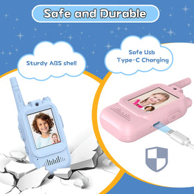 Hangrui Walkie Talkies Kids 2-Pack with video chat for vivid outdoor play.