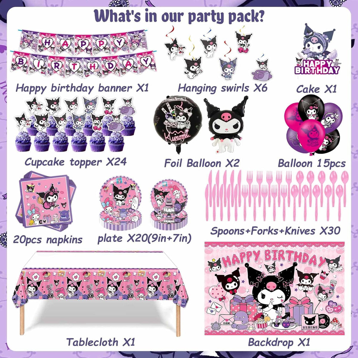 HANISNA Kuromi balloons set bright colors brighten the party ambiance and frame joyful memories