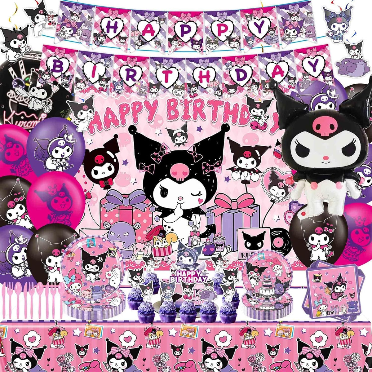 HANISNA Kuromi banner for birthdays, creates a festive focal point and photo-worthy backdrop