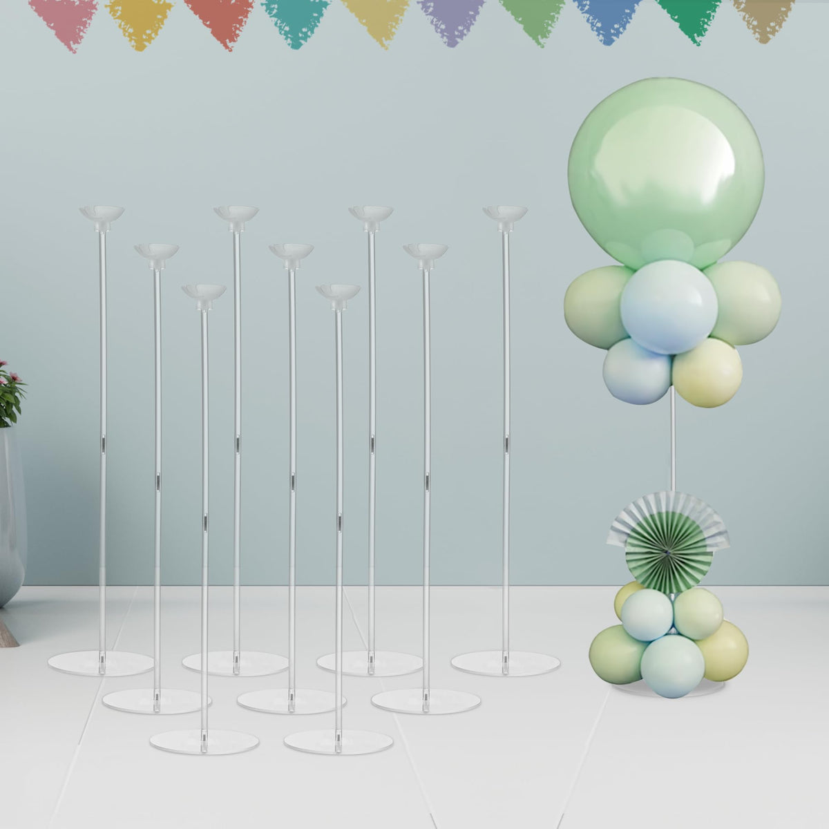 Hanna Roberts clear acrylic balloon stand; stable base for centerpieces.