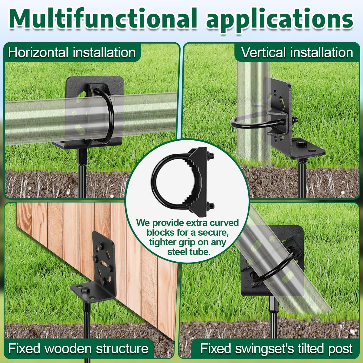 hannger u-clamps with lock nuts secure posts and rails reliably.