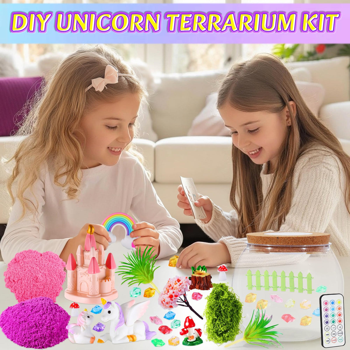 Hannstar Unicorn Terrarium Kit crystals and sand scene sparks imaginative play