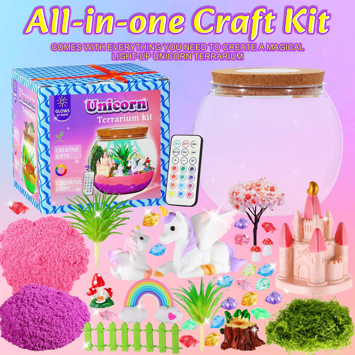 Hannstar Unicorn Terrarium Kit DIY assembly demonstrates easy start for kids' creative play