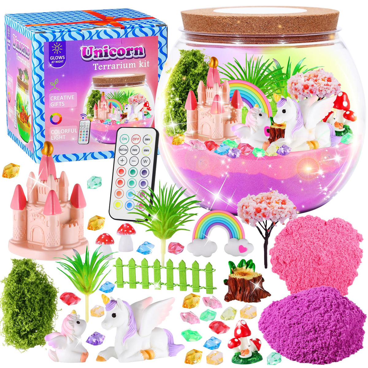 Hannstar Unicorn Terrarium Kit packaging showcases a colorful, gift-worthy kids' craft