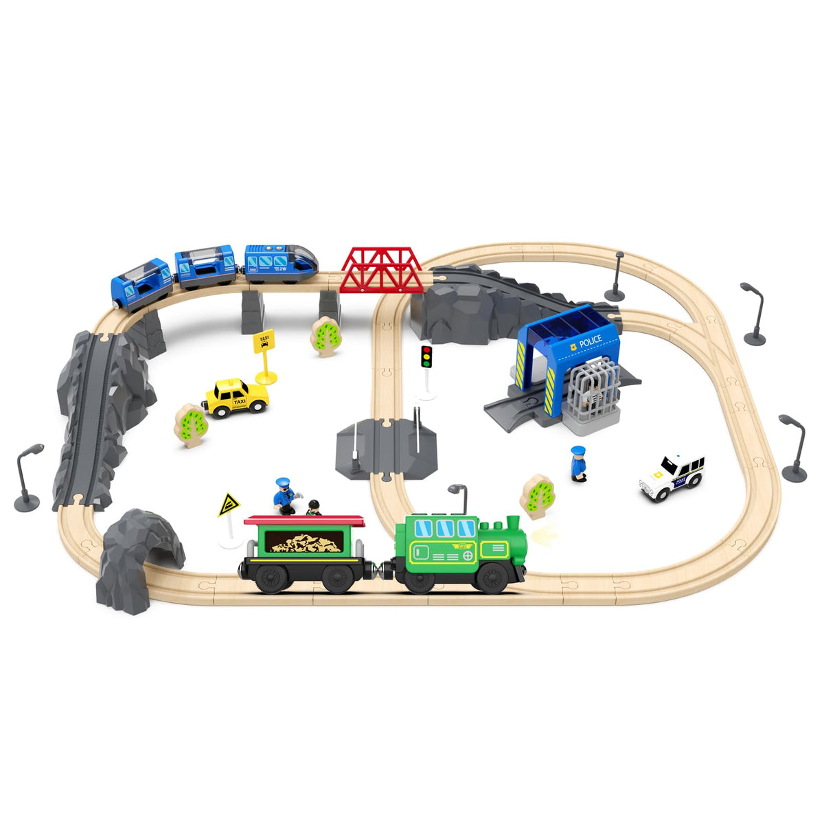 HANQIANN locomotive rear lights on train car during playtime