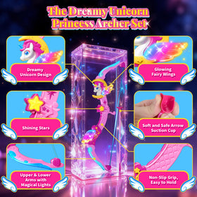 Hanroni unicorn top and bottom arms glow with rainbow light