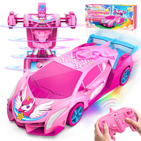 Hanroni Unicorn Transform RC Car eyes glow with rainbow lights for magical indoor play