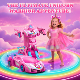 Gift-ready Hanroni unicorn transform RC car in pink packaging for birthdays