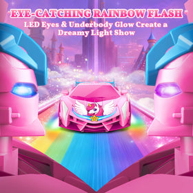 Underbody rainbow lights illuminate Hanroni transform RC car during playtime