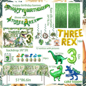 Hanviync gold 16 inch Three Rex balloons elevate the festive look