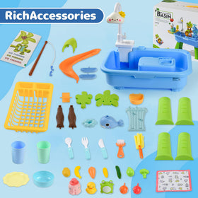 Hanyutom kitchen play sink toy with fishing accessories for role-play learning.