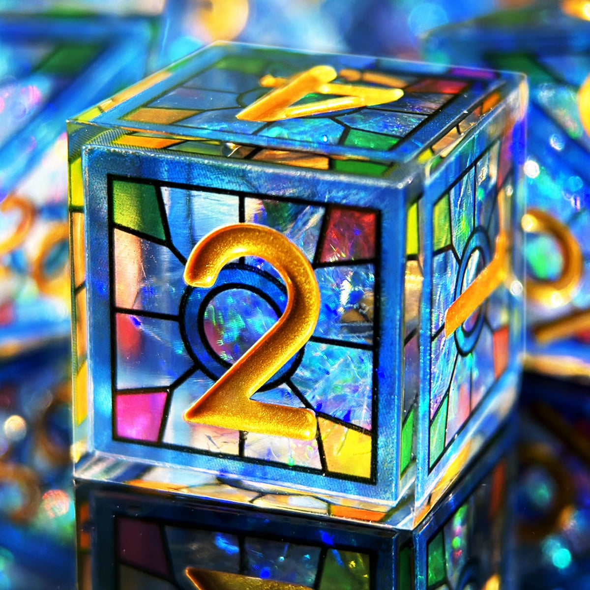 HAOMEJA blue-sky-d4 dice showcase vibrant stained-glass colors for immersive D&D moments