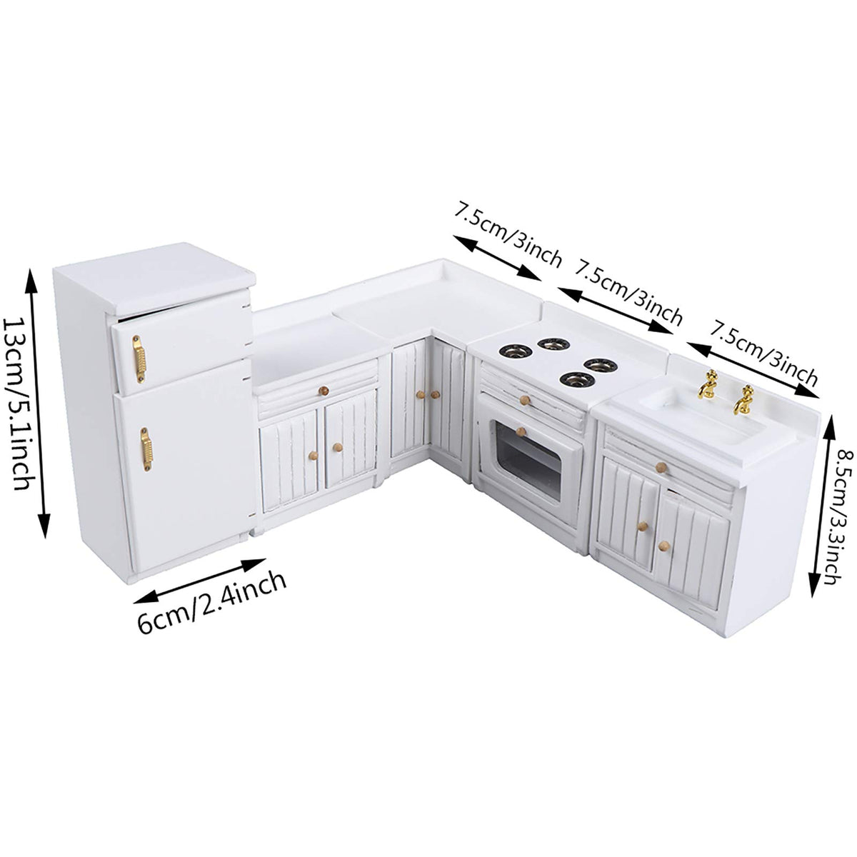 Haomian dollhouse corner cabinet showing compact storage for small rooms.
