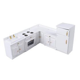 Haomian dollhouse kitchen cabinet with wood finish for realistic play scenes.