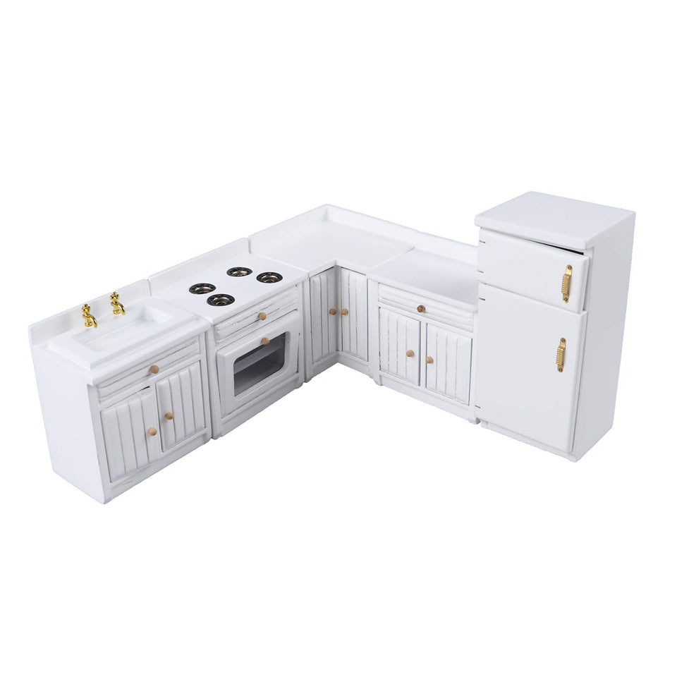 Haomian dollhouse kitchen cabinet with wood finish for realistic play scenes.
