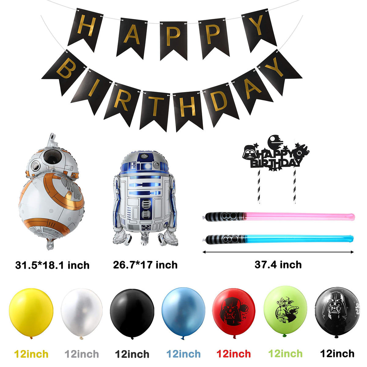 Haooryx black-gold banner enhances birthday signs and photos.