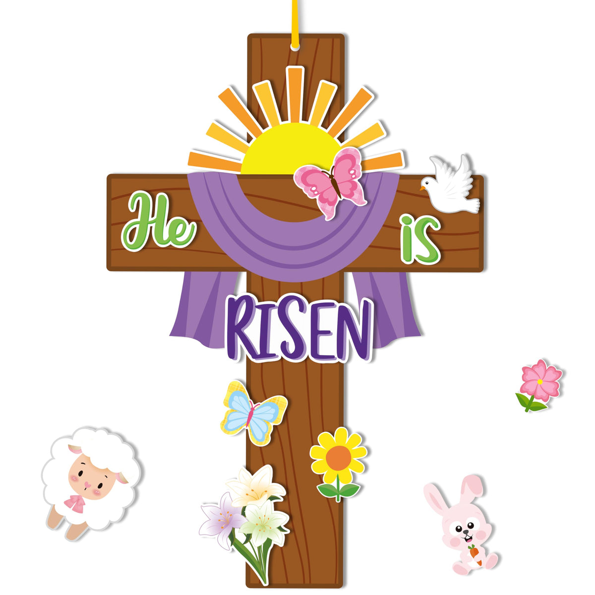 Haooryx Easter cross kit assembly with cross cards and ribbon for easy decor