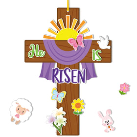 Haooryx Easter cross kit assembly with cross cards and ribbon for easy decor
