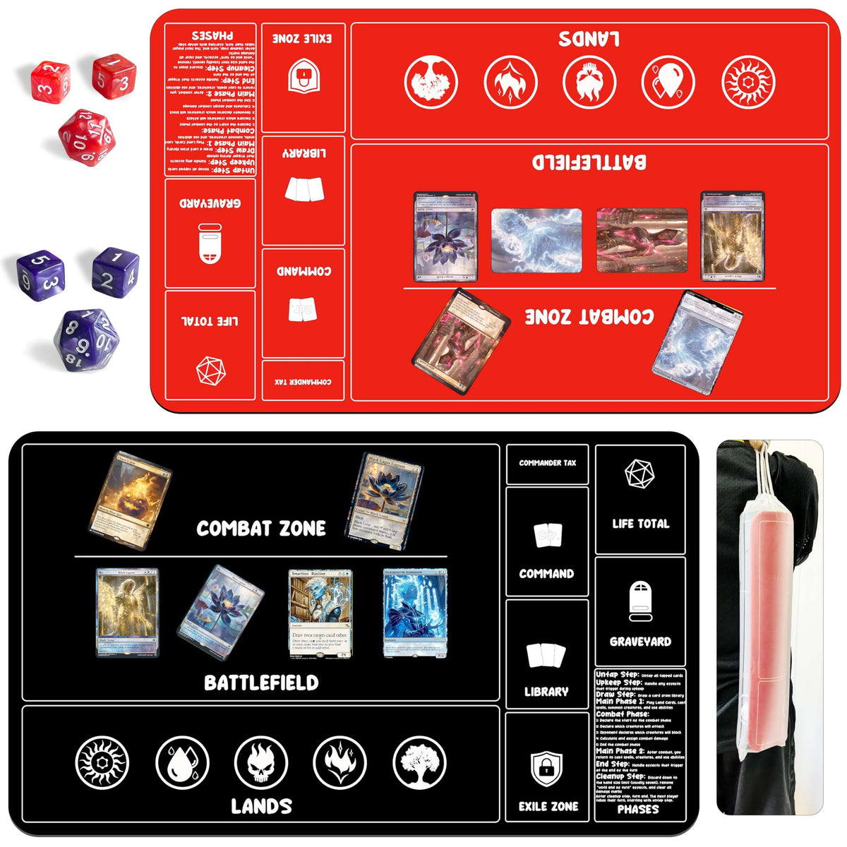 HaoSiTeck card game playmat duo set with zones keeps cards organized for quick setups.