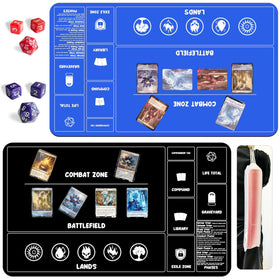 HaoSiTeck MTG playmat 2-pack with dice setup for quick, protected card battles