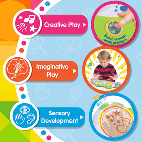 HAP-P-KID Magic Touch Drum added sound effects boost pretend play.