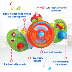 HAP-P-KID stroller dashboard with ignition key enhances sensory exploration.