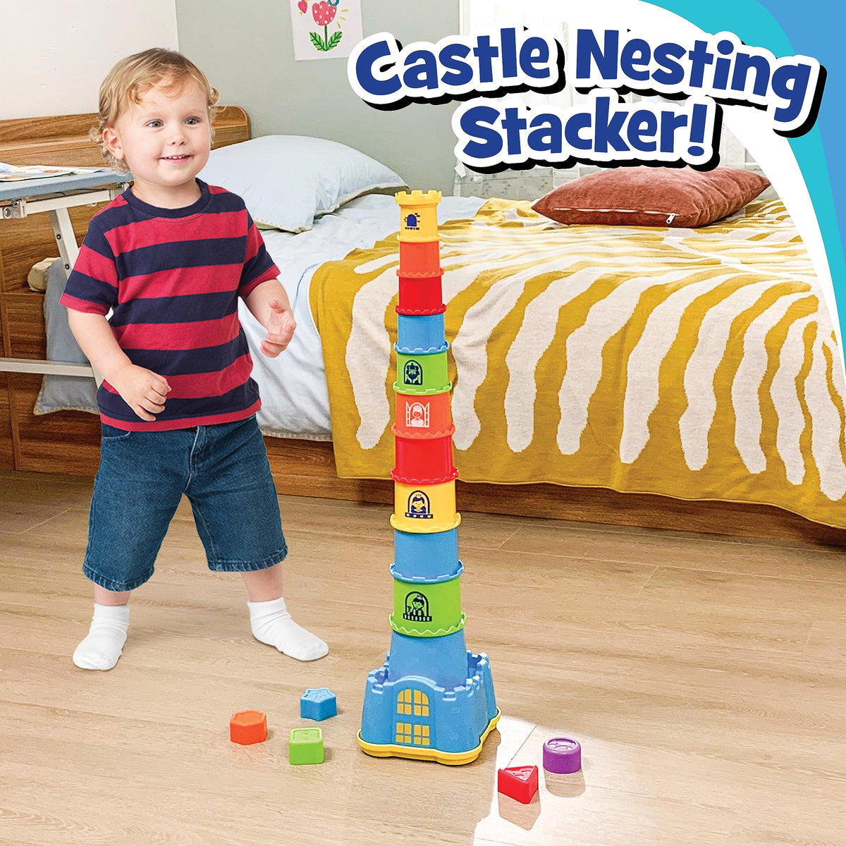 HAP-P-KID tower-building cups encouraging counting and fine motor skills