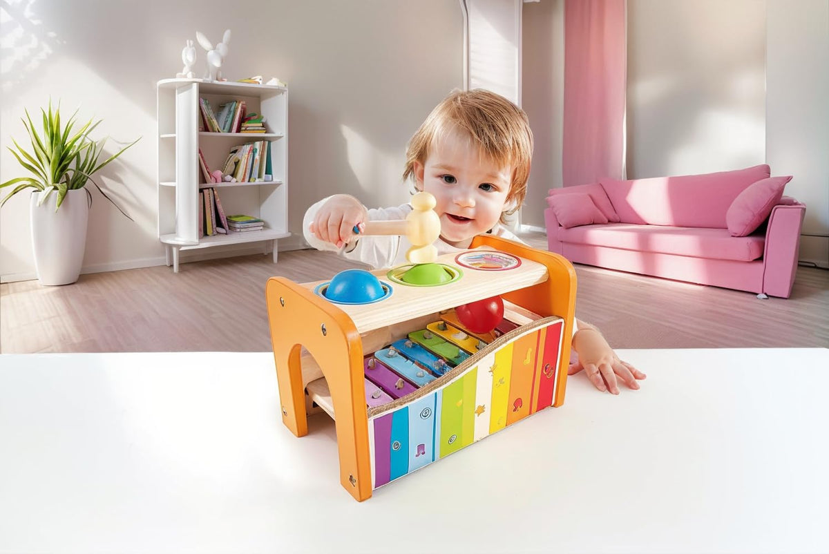Hape ideal for ages 12 months to 3 years to build rhythm.