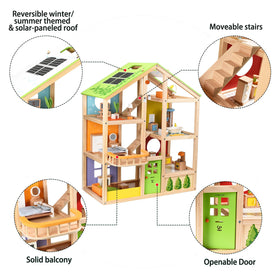 Hape All Seasons roof reverses for seasonal play, inviting seasonal storytelling