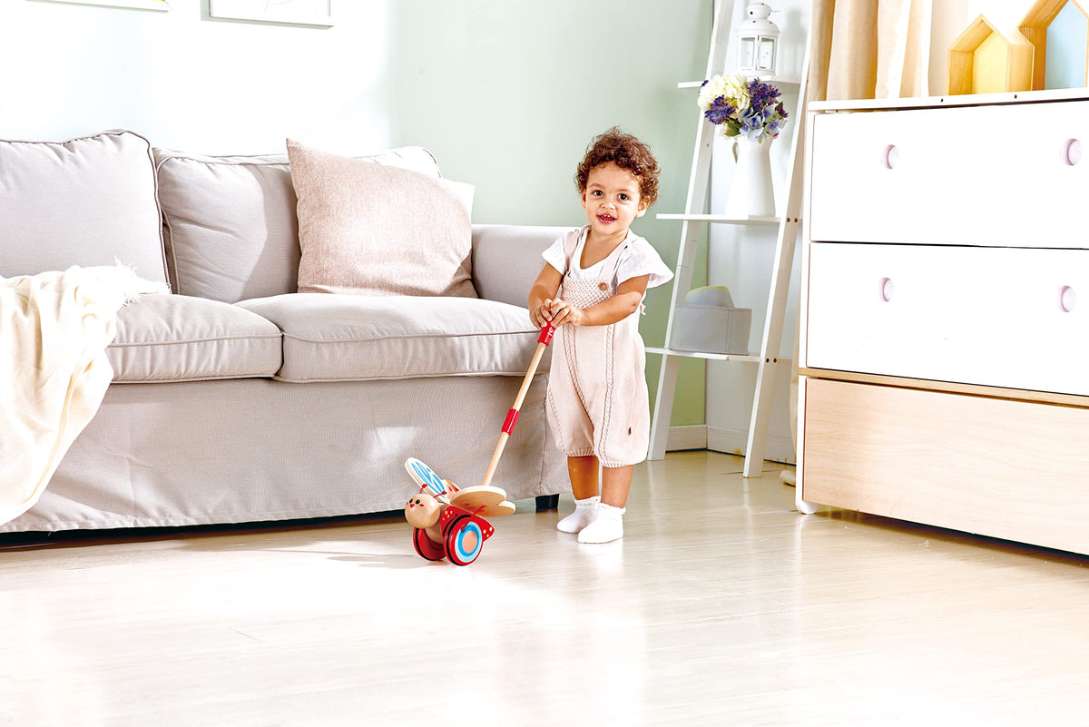 Hape butterfly wings flap, encouraging imaginative indoor exercise.