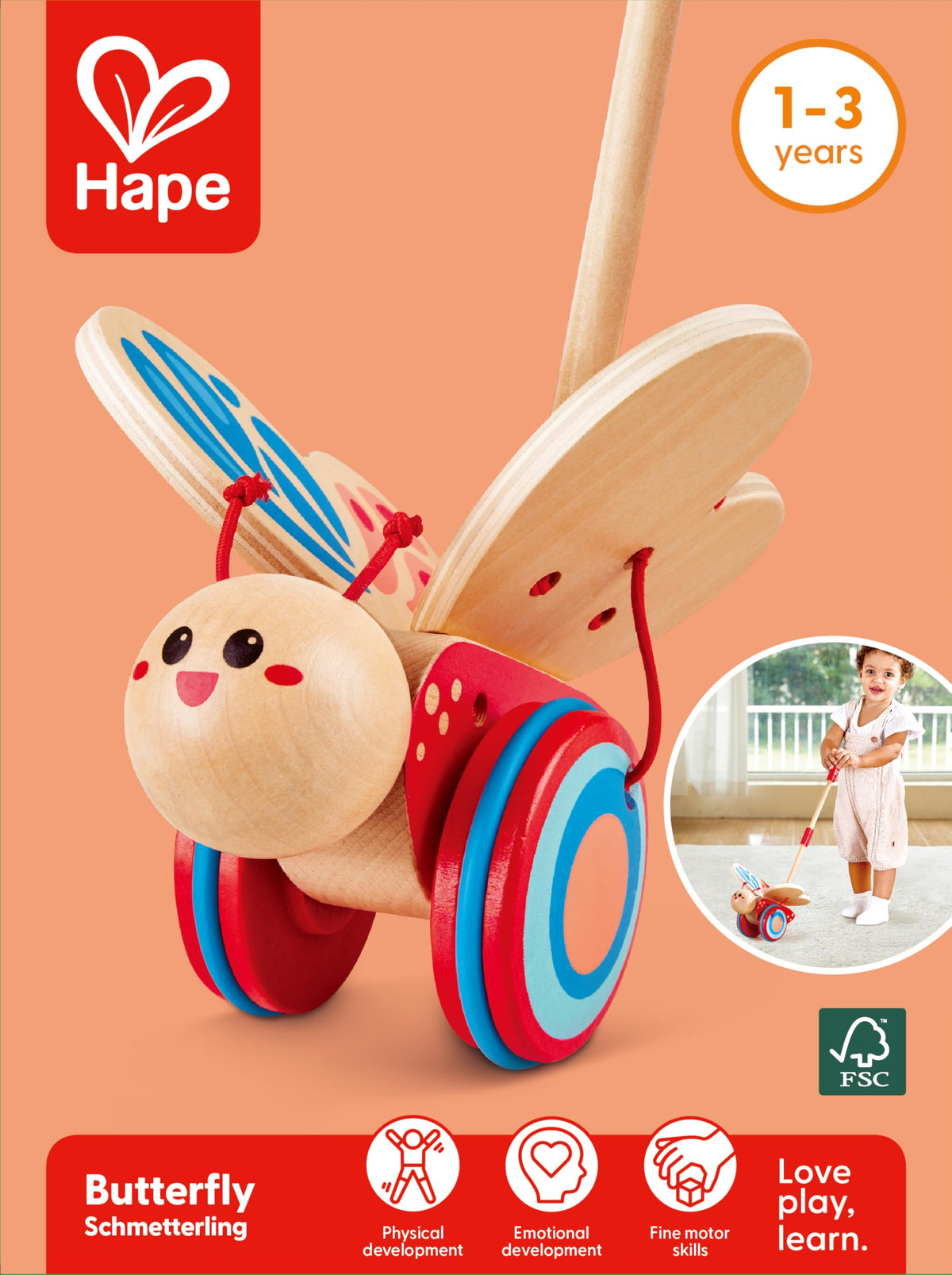 Hape butterfly finish is non-toxic for safe indoor use.