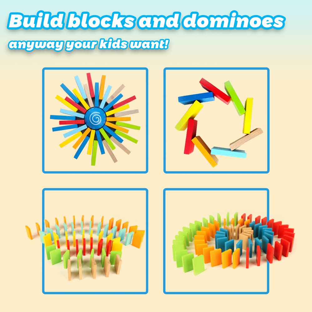 Hape Dynamo colorful domino blocks boost color recognition and stacking.