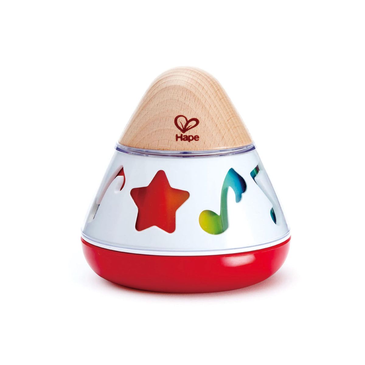 Hape E0332 rotates with a gentle melody, engaging infants during playtime.