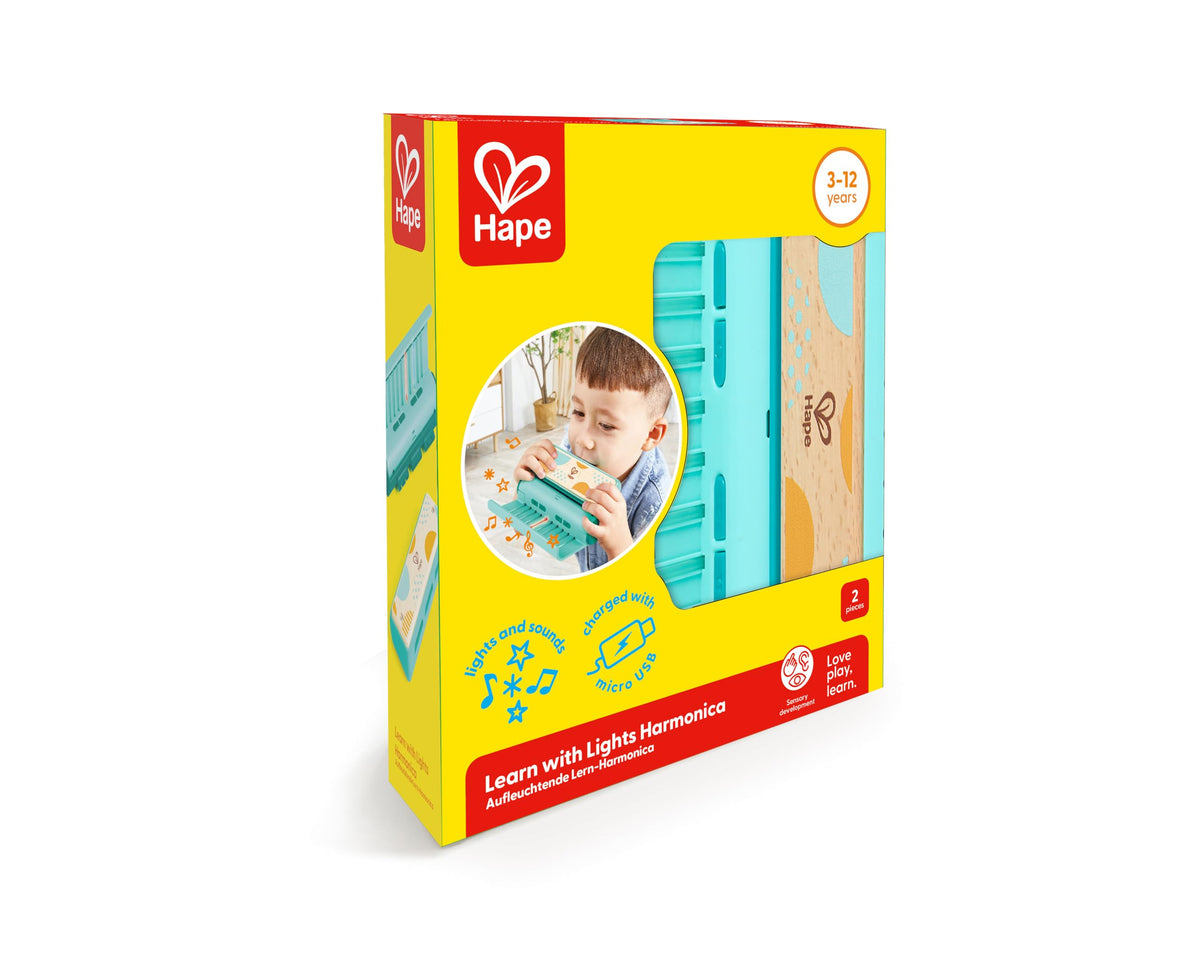 Hape harmonica in band mode enables cooperative musical play.